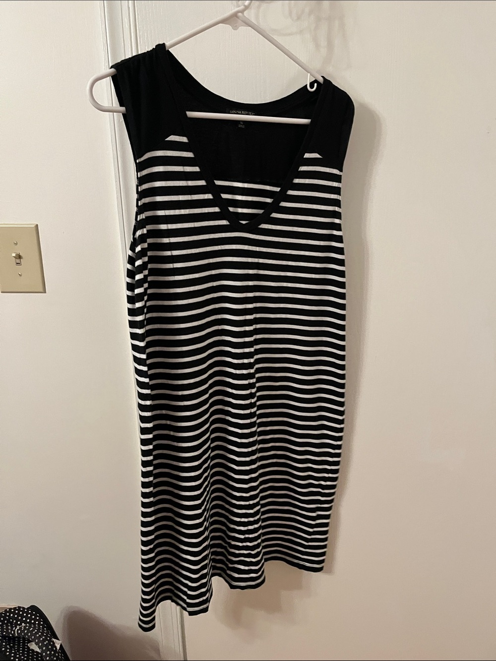 Banana Republic Black and White Striped V-Neck Tank